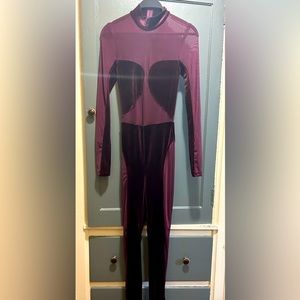 Forever 21 Other Sheer and velour Jumpsuit, Burgundy Size M